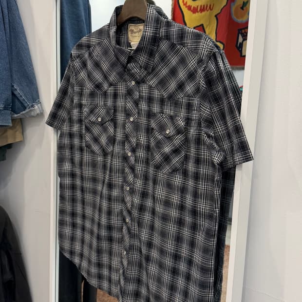 Wrangler 랭글러 웨스턴 체크 반팔 셔츠