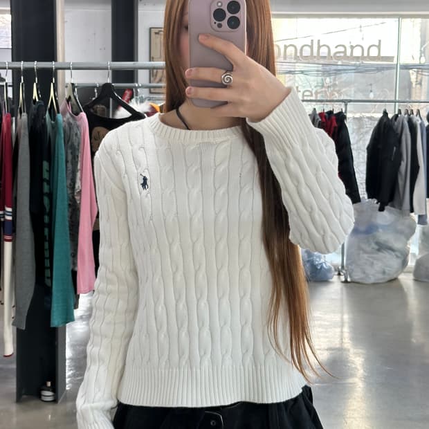 폴로랄프로렌 케이블 니트 화이트