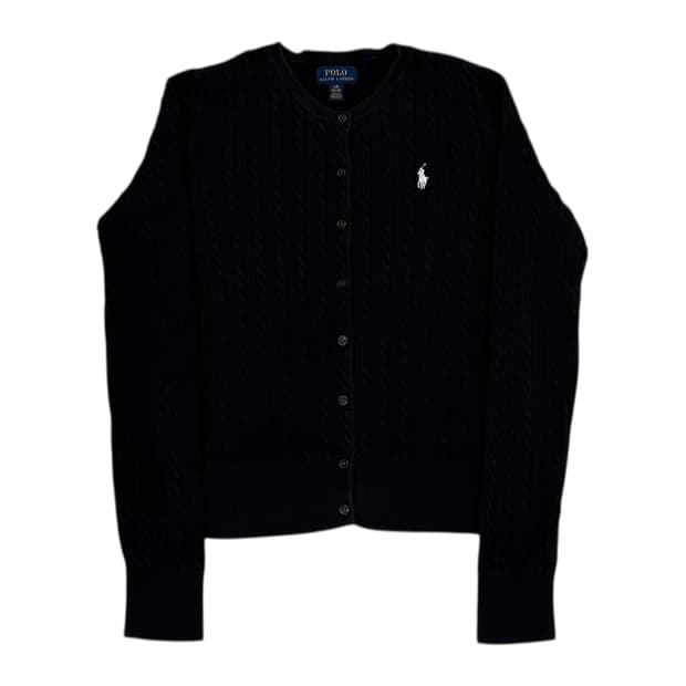 폴로랄프로렌 걸즈 꽈배기 케이블 니트가디건 블랙 L