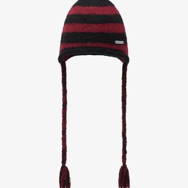 더바이닐하우스 EAR FLAP STRIPE BEANIE RED