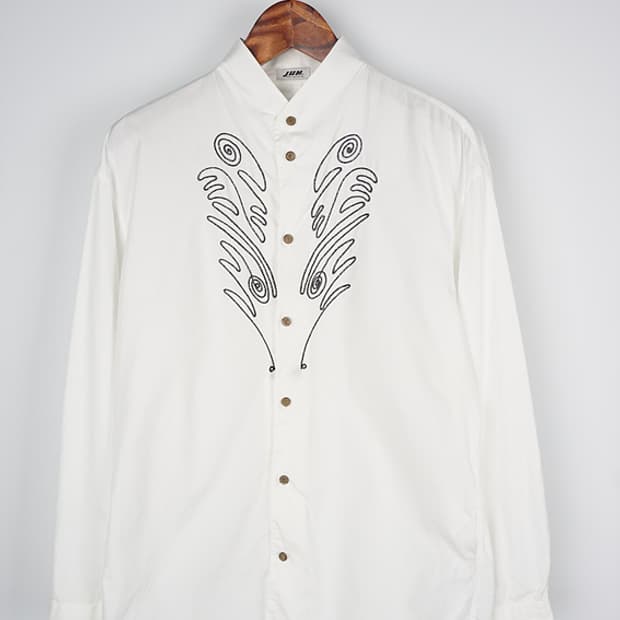 JUN MAN embroidered stand-collar shirt