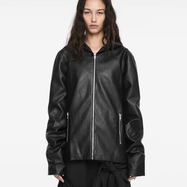 나체 후디 레더 자켓 1사이즈