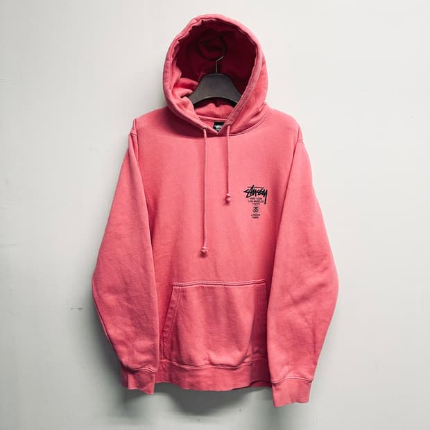 스투시(STUSSY) 핑크 월드투어 후드티 / 후디 (사이즈: L)