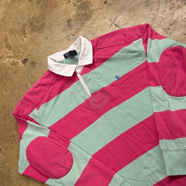 폴로 랄프로렌 핑크 딸기 민트 코튼캔디 긴팔 럭비 카라 티