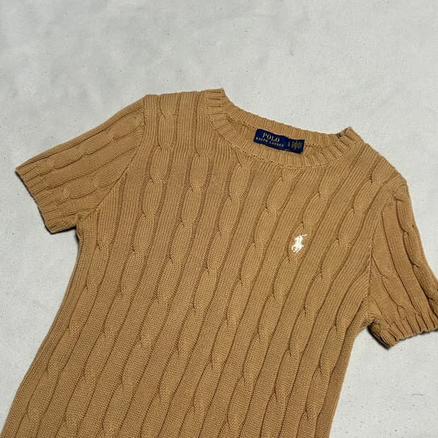 L 폴로랄프로렌 여성 케이블 반팔 니트