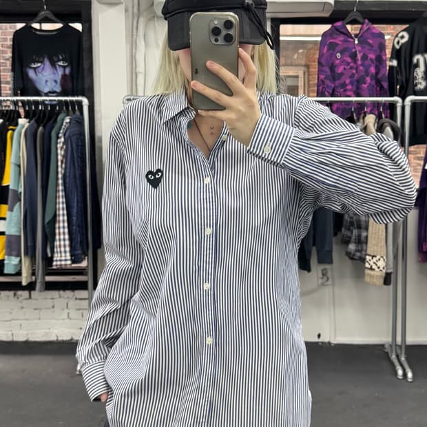 꼼데가르송 블랙와펜 스트라이프 셔츠