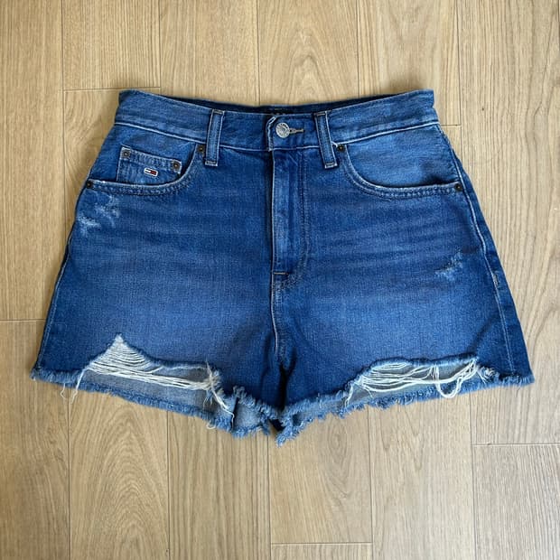 타미진스 TOMMY JEANS 데님 숏팬츠 27 디스트로이드 핫팬츠