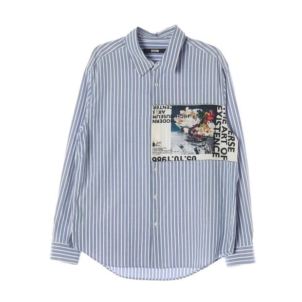 시스템 옴므 그래픽 아트 패치 스트라이프 셔츠 M