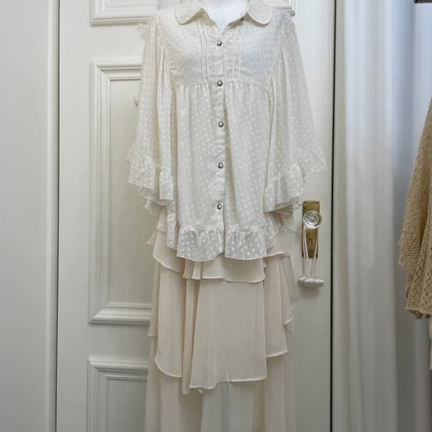 모리걸 갸루 아이보리 블라우스 케이프