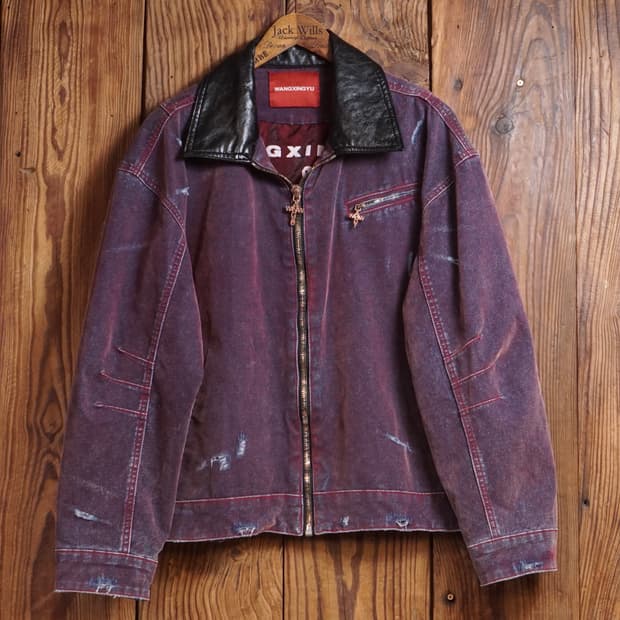 WANGXINGYU 플록 데님 디트로이트 자켓