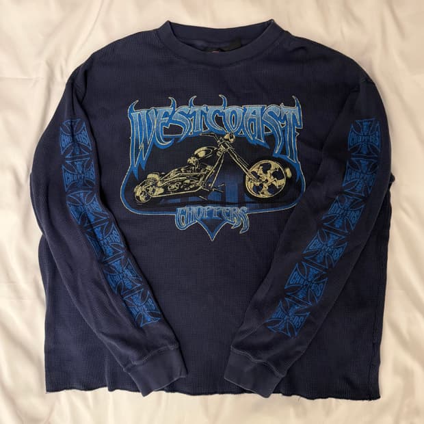 90s 웨스트코스트 차퍼 thermal 네이비 롱슬리브