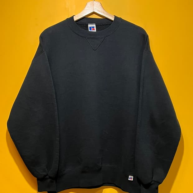 90's [L] 러셀 애슬레틱 USA 블랙 블랭크 USA 빈티지 맨투맨