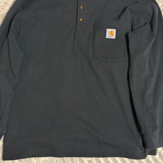 칼하트 블랙 헨리넥 긴팔 티셔츠 s