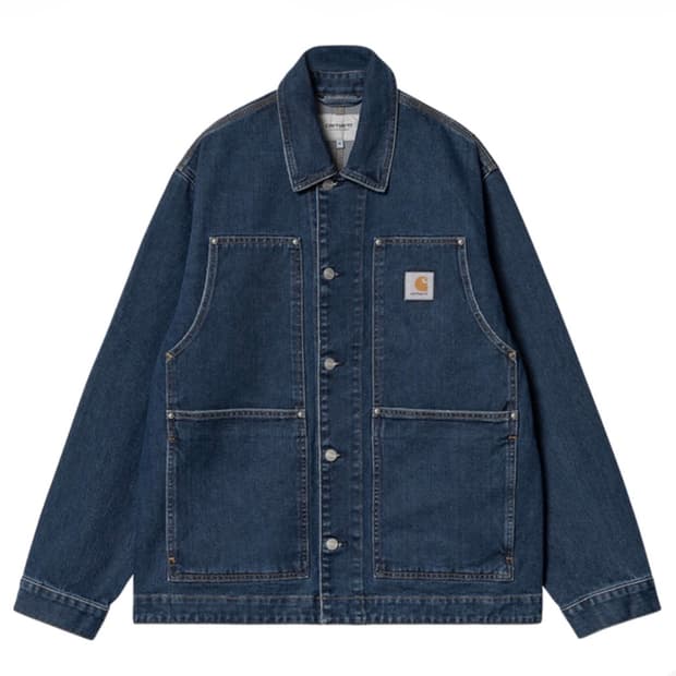 칼하트 wip 더블 프론트 자켓 블루 스톤워시드