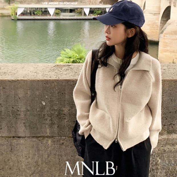 디어먼트(MNLB) 펌킨 레글런 카라넥 니트집업가디건 프리사이즈 새상품