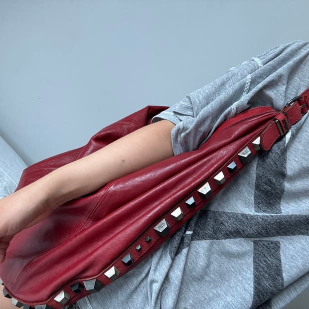diesel studded leather shoulder bag