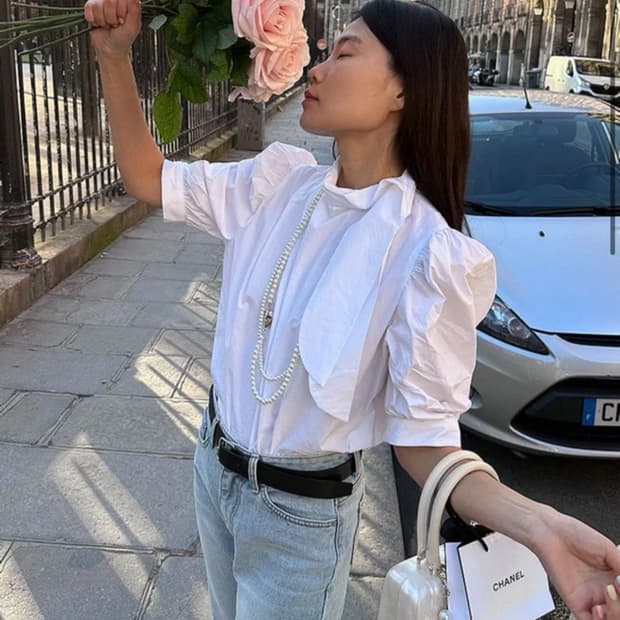 루시르주 리본블라우스 