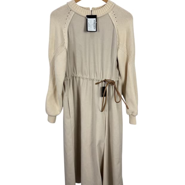 랑방 베이지 캐시미어 양모 니트 원피스 여82 미사용 21년