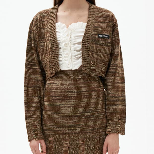 오드원아웃 브라운 니트 스커트 치마