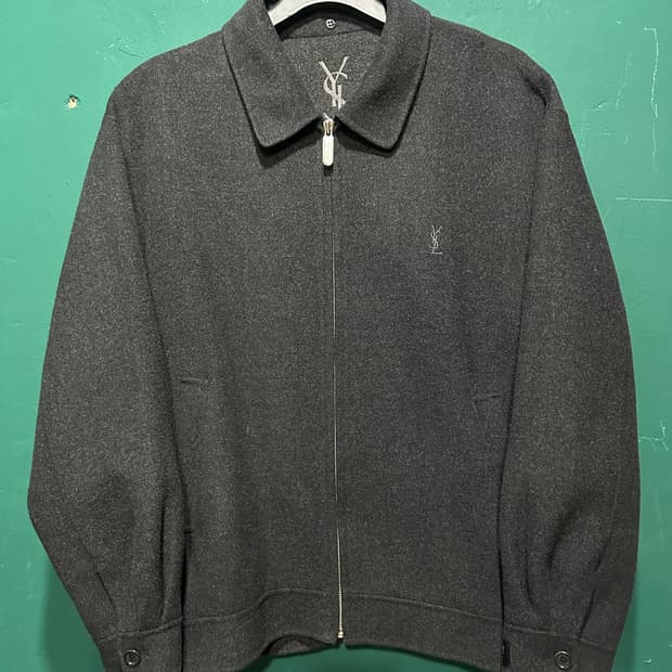 입생로랑 핸드메이드 모직 블루종자켓 105