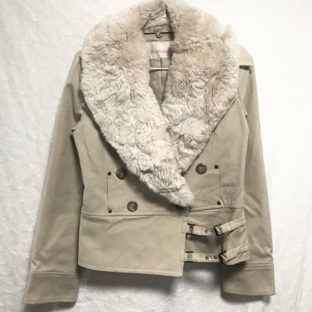 빈티지 y2k 페어리 래빗퍼 벨티드 코튼 퍼 자켓