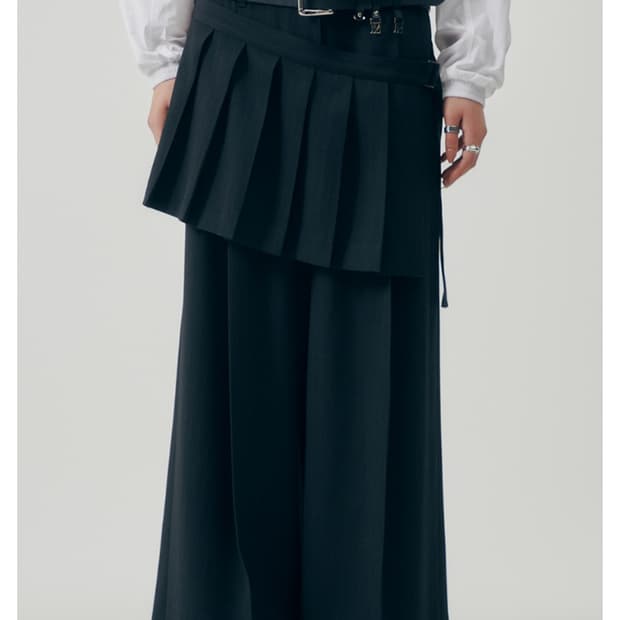 트리밍버드 플로잉 플리츠 레이어드 팬츠