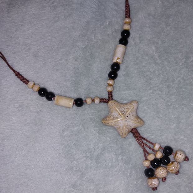 모리걸 히피 오리엔탈 보헤미안 불가사리 별 도자기 목걸이