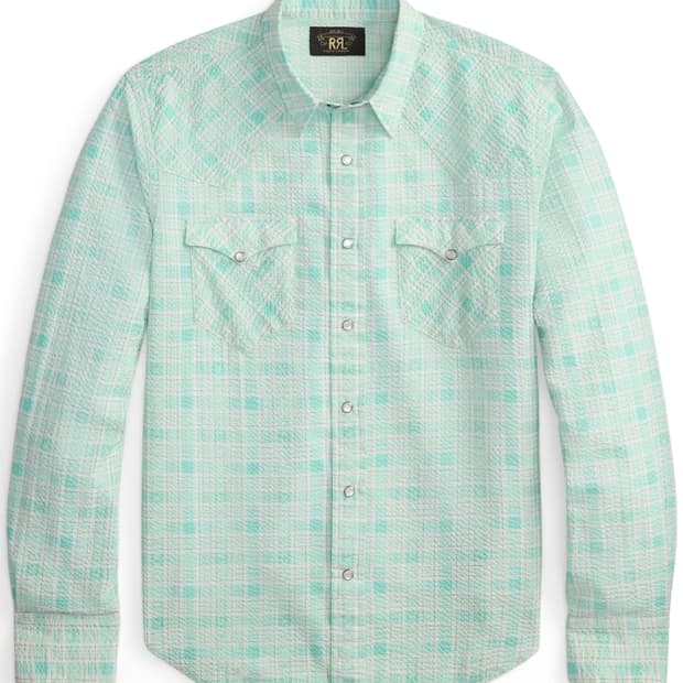 RRL 슬림핏 시어서커 웨스턴 셔츠