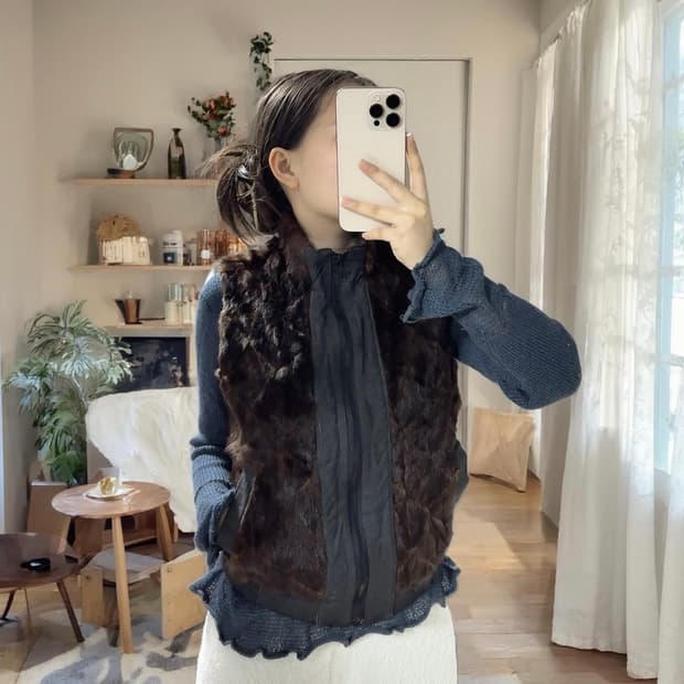 빈티지 밍크 조끼 베스트