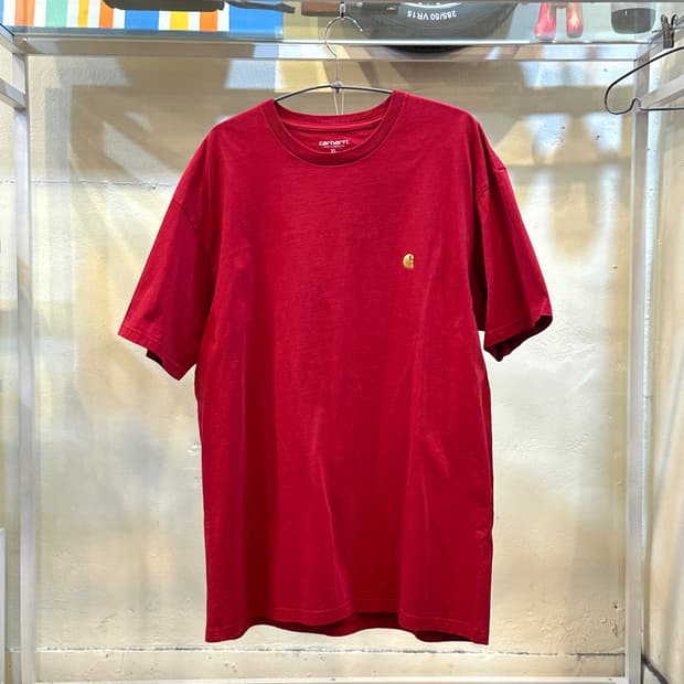 칼하트WIP 자수 로고 반팔 티셔츠 레드 XL