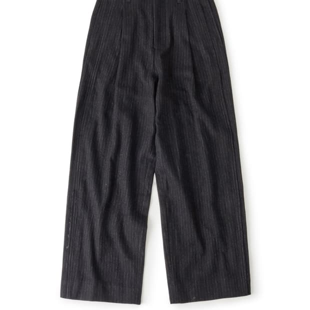 해어리 딥 플리트 트루저 스트라이프 블랙