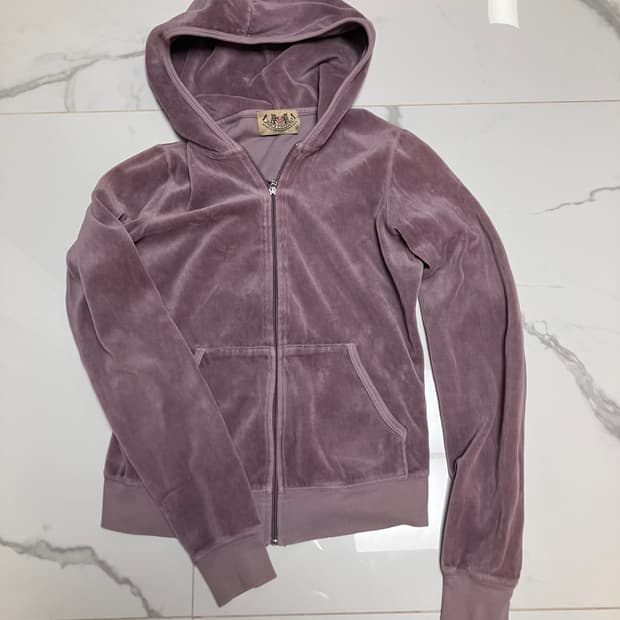 Y2K 쥬시 꾸뛰르 더스티 로즈 벨루어 후드 집업