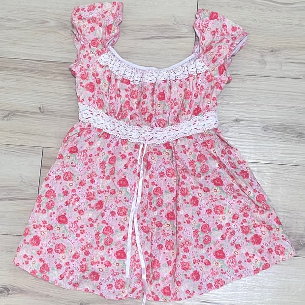 빈티지 리즈리사 플로럴 탑