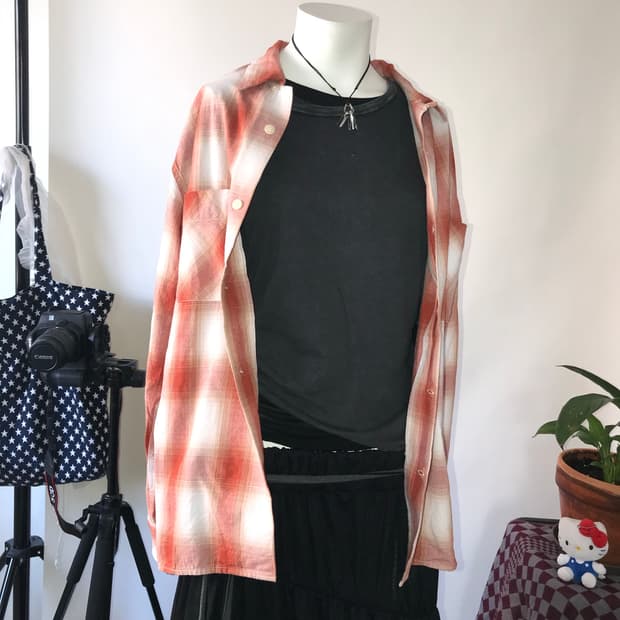 (UNISEX) VINTAGE E.L Ombre Check Shirts