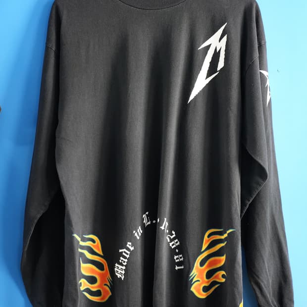 (XL) 빈티지 메탈리카 15주년 플레임 롱슬리브 밴드티