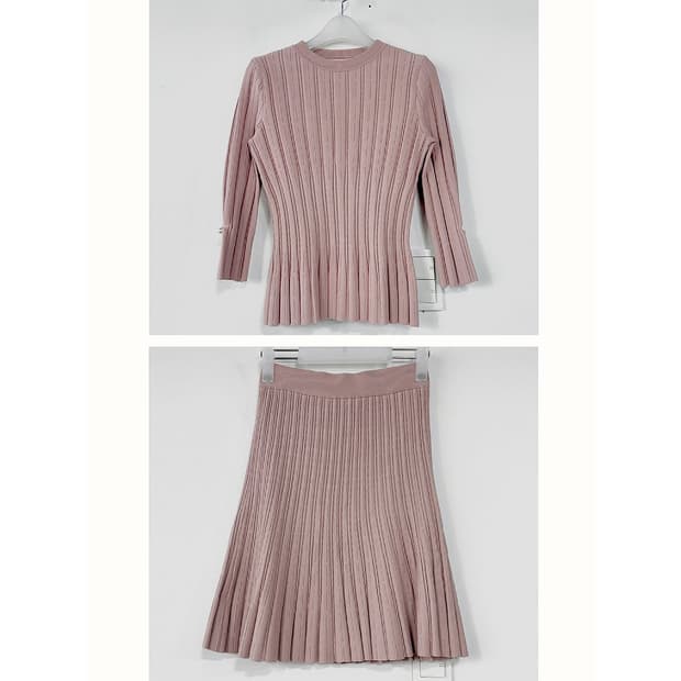 마인 펄 디테일 니트 스커트 set