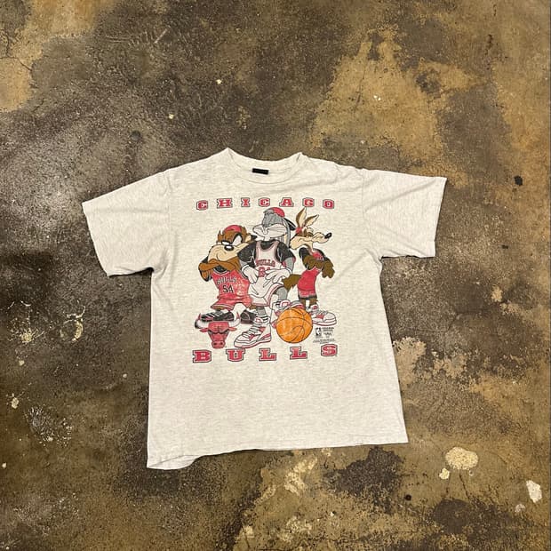 빈티지 90s 루니툰즈 NBA 시카고 불스 티셔츠
