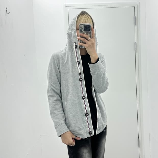 JPN stripe buttoned hoodie