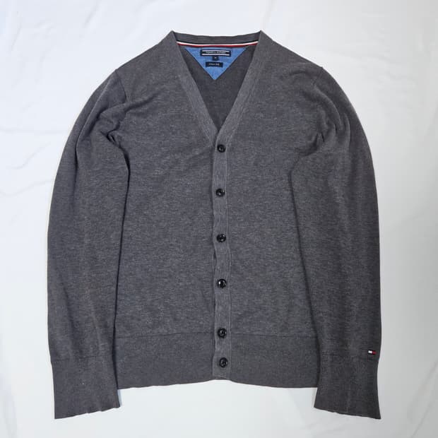 타미힐피거 코튼실크 가디건 니트 챠콜그레이 남성 M