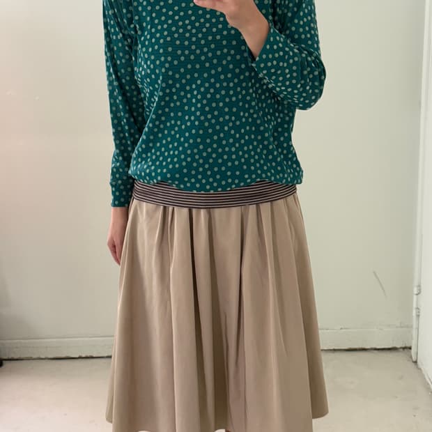 일본빈티지 베이지 바스락 롱스커트