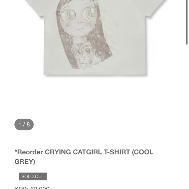 CRYING CATGIRL T-SHIRT (COOL GREY)