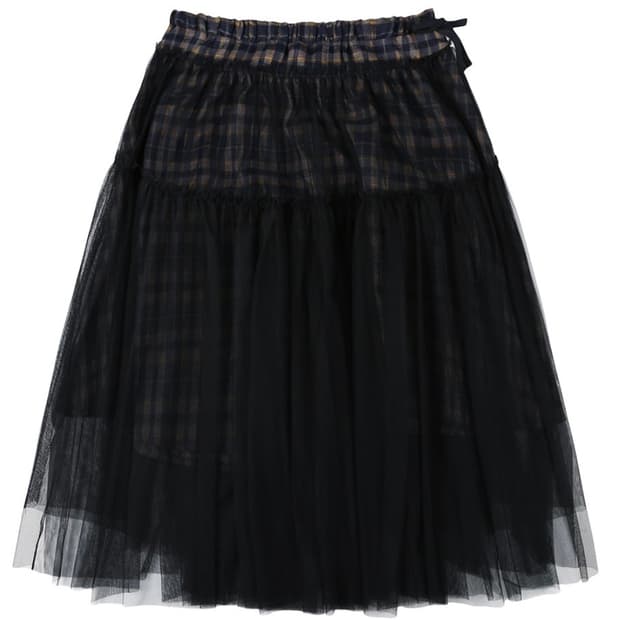 TUOMIO CHECK TULLE SKIRT [NAVY]