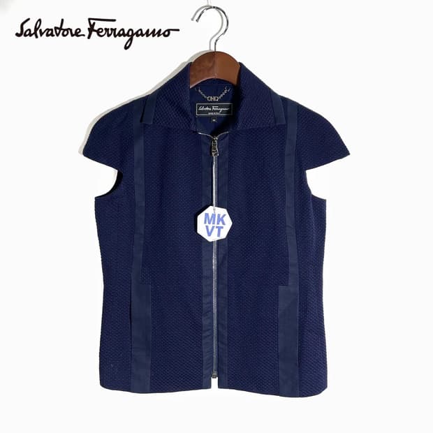 살바토레 페라가모 자가드 집업 베스트