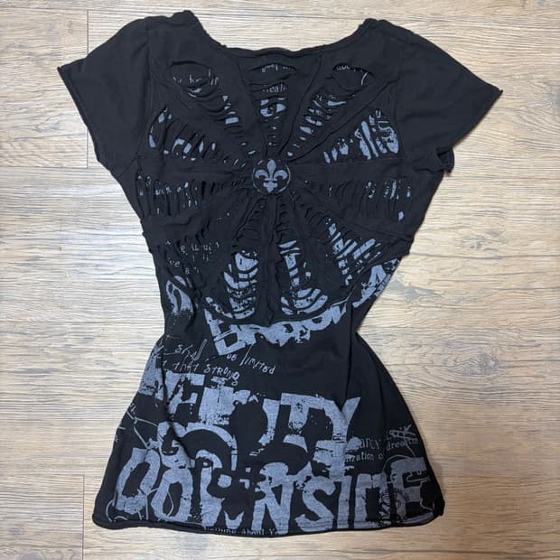 레이어룸 스파이더 거미줄 반팔티셔츠 펑크 갸루