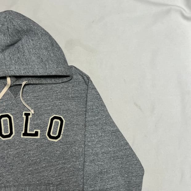 L 폴로랄프로렌 자수 로고 그레이 후드티