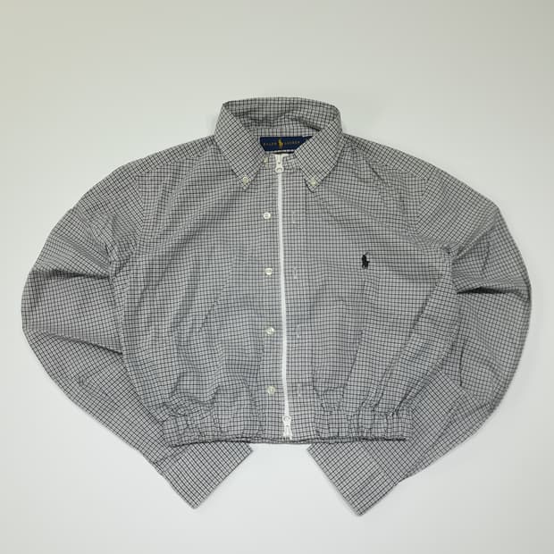 CL912 FREE 폴로 모던 마이크로체크 리메이크 크롭 셔츠