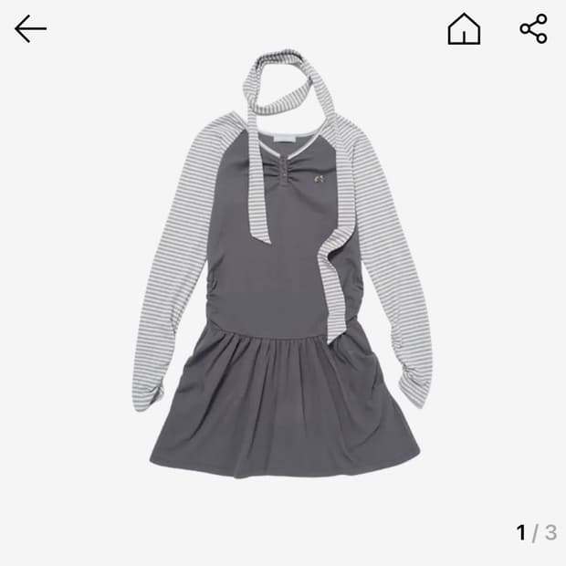 Hugyourskin 스트라이프 헨리넥 드레스 차콜