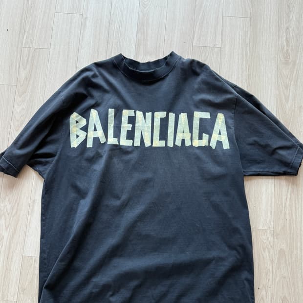 [XL] 발렌시아가 테이프로고 반팔 국내매장판