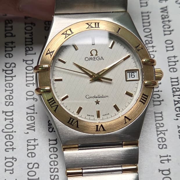 오메가 컨스틸레이션 별로고 하프바 콤비 화이트판 쿼츠 브레이슬릿 ver.