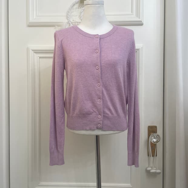 lavender melange basic cardigan